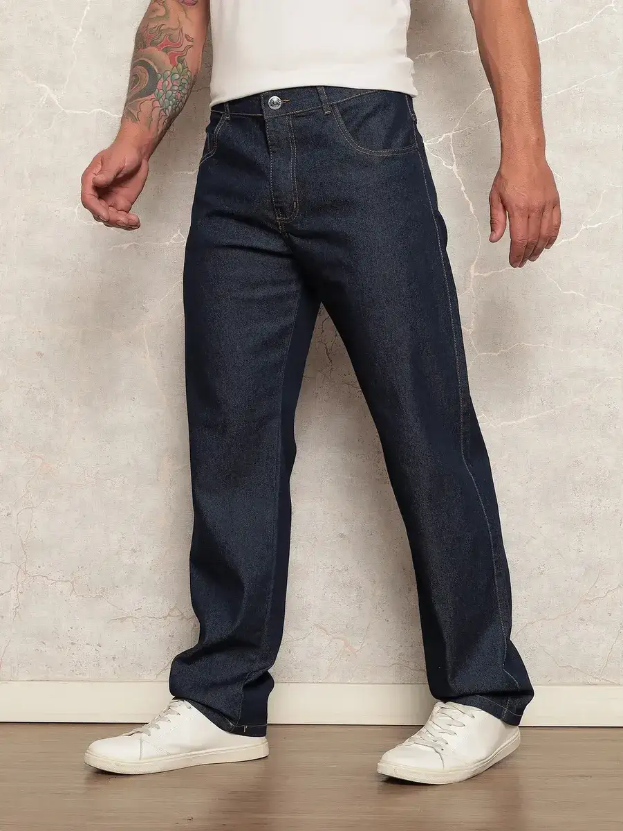 Calca Jeans Masculina Grossa Para Trabalho Boca Larga Balao