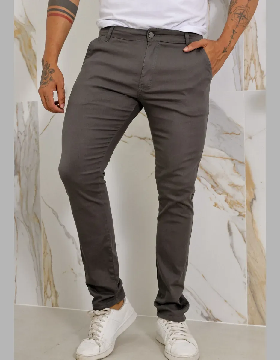 Calca Masculina Sarja Premium Esporte Fino Bolso Faca Lycra