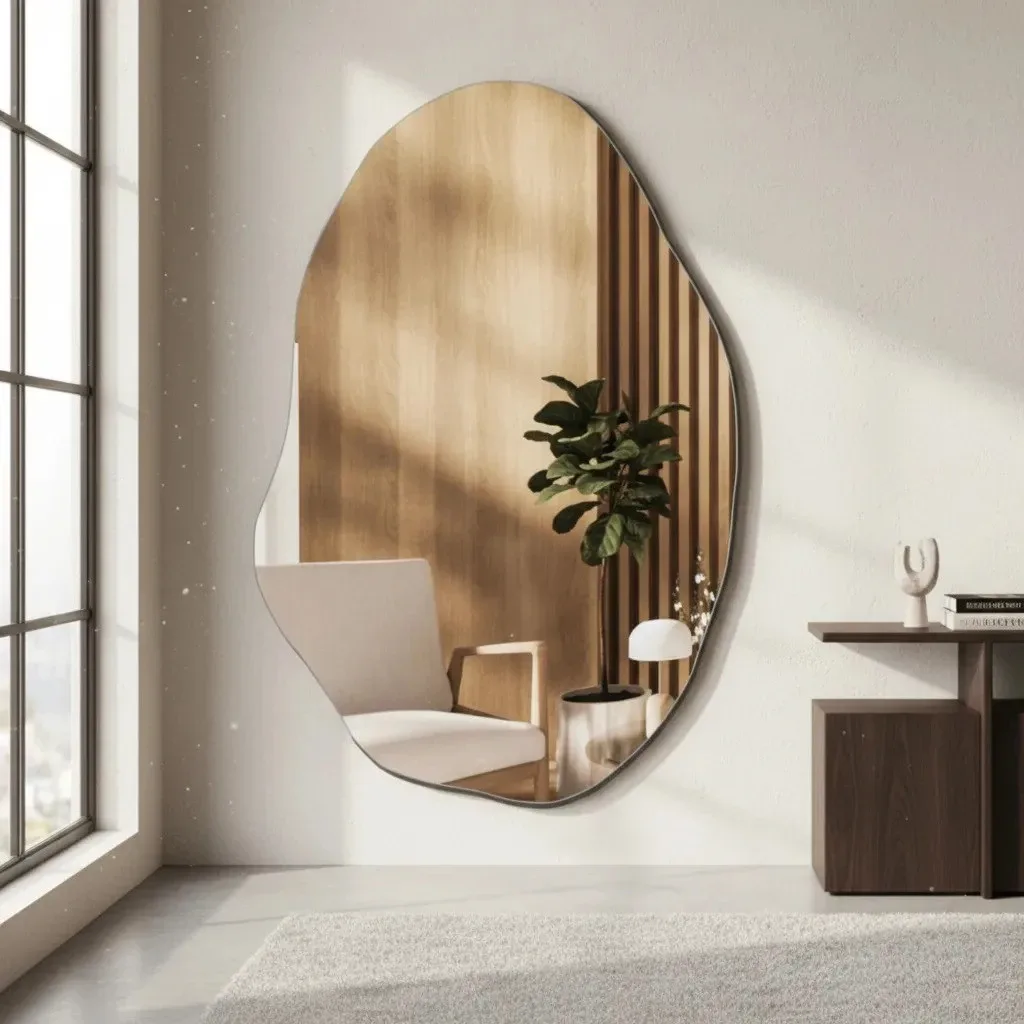 Espelho Vildrex Roma 70x50cm Design Moderno Lapidado Luxo Suporte