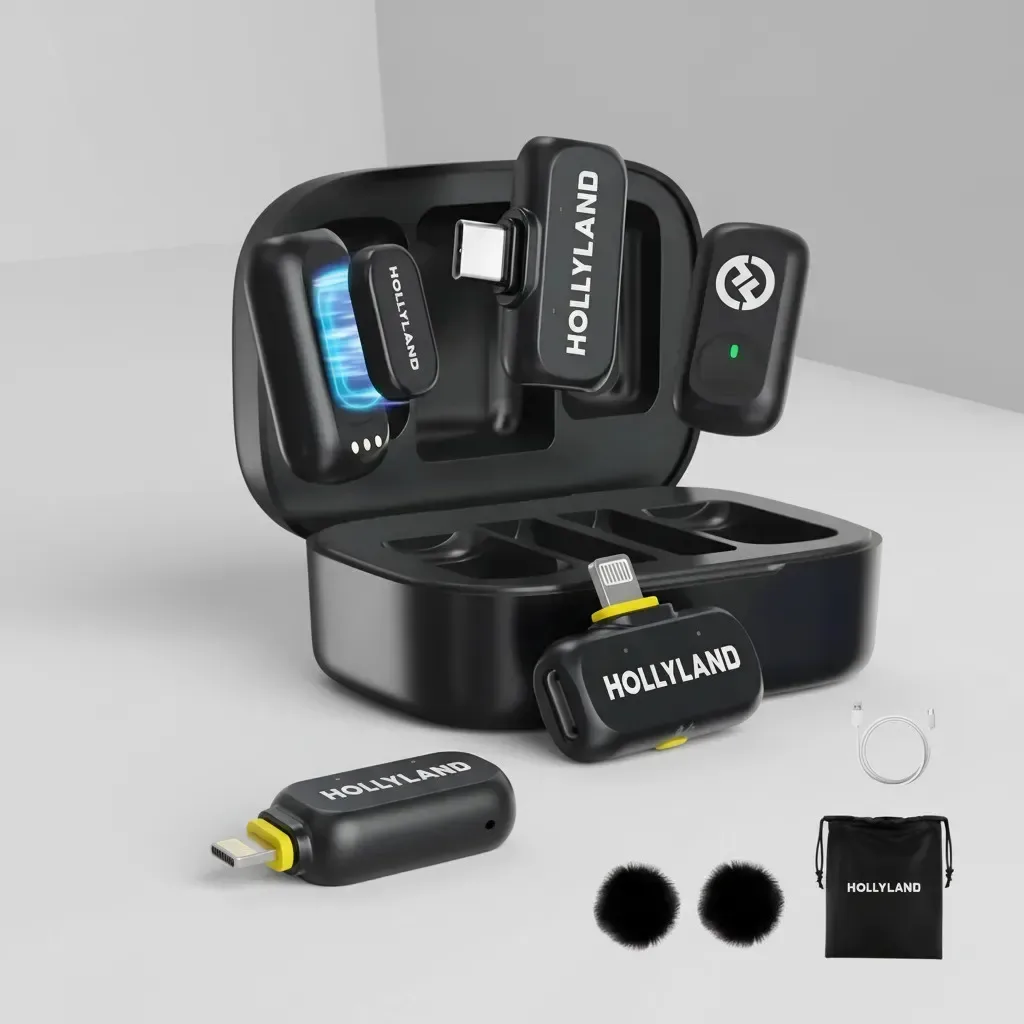 Microfone Hollyland Lark A1 Duo Combo Duplo Para 2 Pessoas Usb-c, Lightning Preto