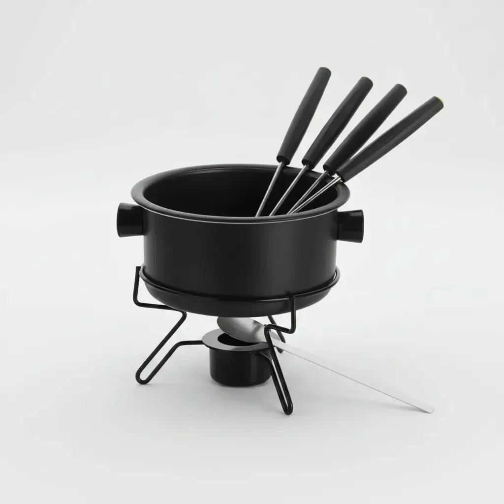 Aparelho Fondue Pop Antiaderente 7 Pcs Preto Forma + 4 Garfo