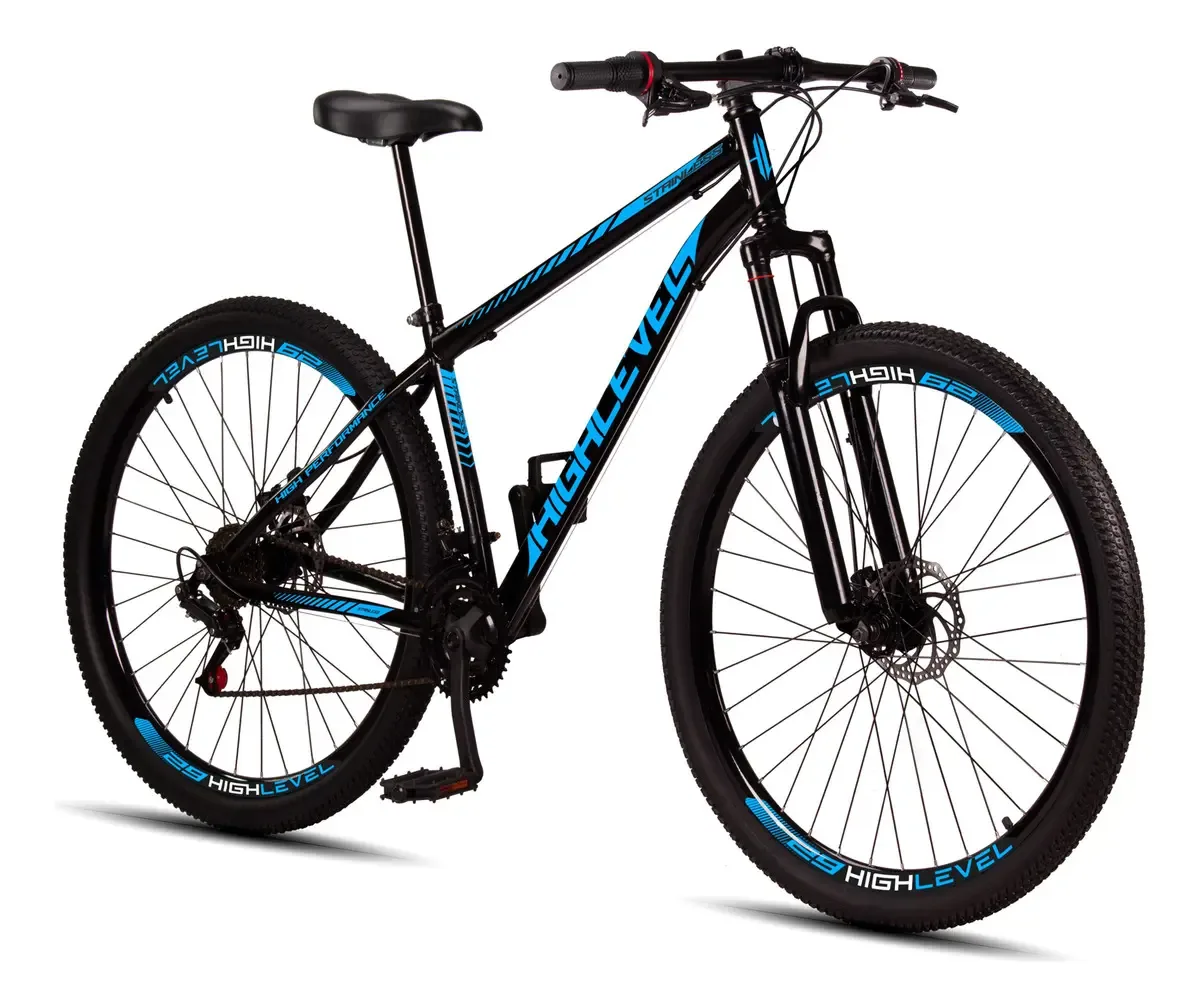 Bicicleta Aro 29 Highlevel Aco Carbono Freios Disco Suspensao 21