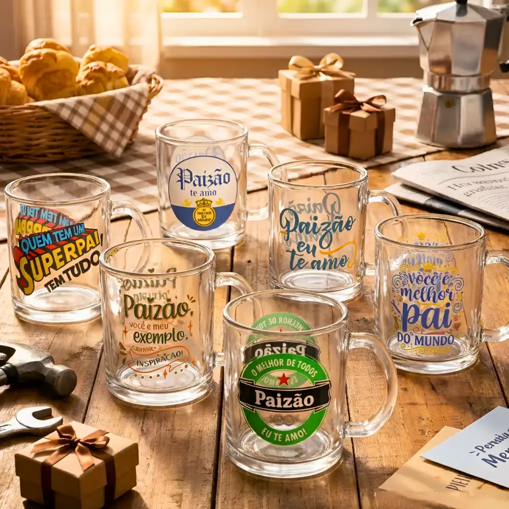 Caneca Personalizada Frase Presente Dia Dos Pais Vidro 320ml