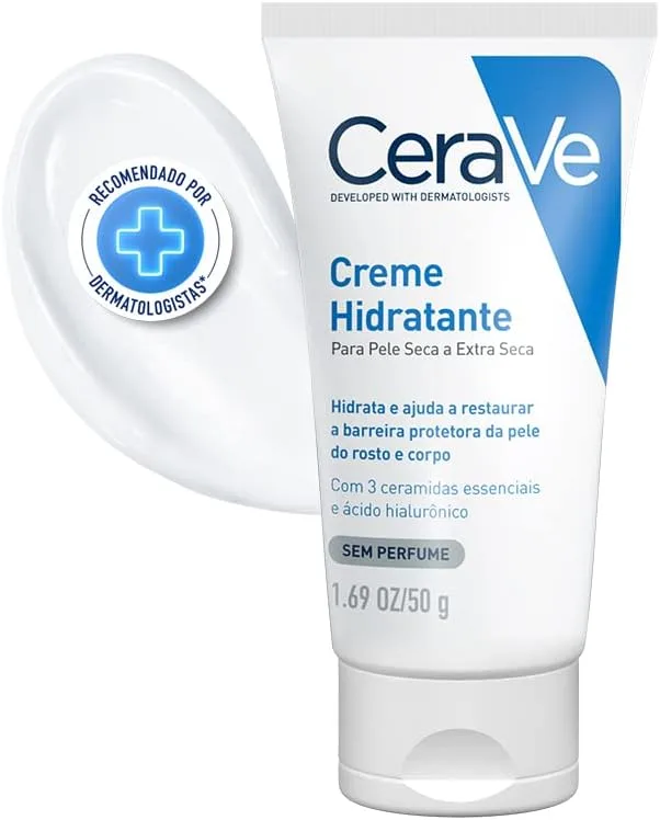 CeraVe, Creme Hidratante Corporal, com textura Cremosa e Acido Hialuronico