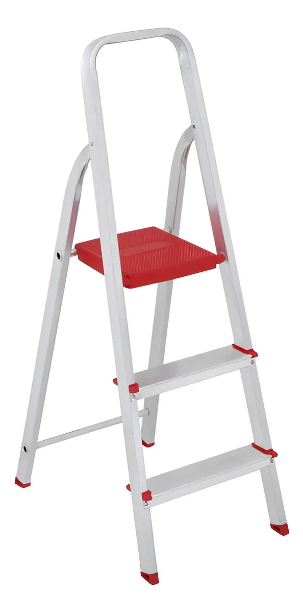 Escada De Aluminio Dobravel Compacta com 3 Degraus - Botafogo - Leve e Resistente