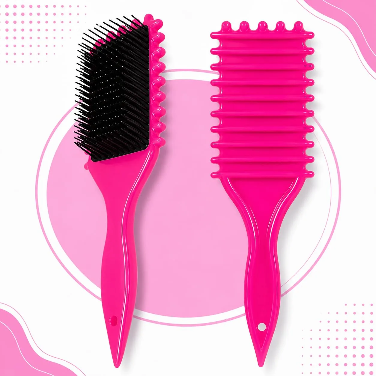 Escova de Cabelo Fitagem Onda Gringa Finalizadora - Modelar e Definir Cachos e Ondas - Raquete Wave Mechas - Material Premium - Cores Sortidas