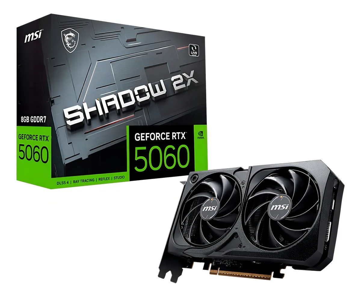 Placa de Video MSI GeForce RTX 5060 Shadow 2X OC 8GB GDDR7 128-bit