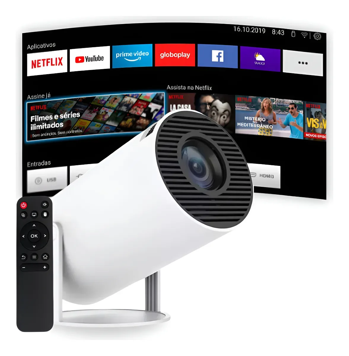 Projetor Portatil 4k Hd Android 11.0 Smart Wifi 5g Bluetooth