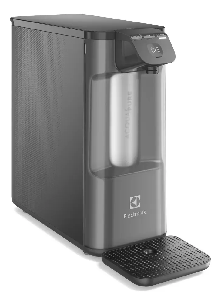 Purificador de Agua Gelada Fria e Natural Eletronico Placa Compacto Electrolux PE12G com Filtro Carvao 6 meses ou 3000L Painel Touch Cinza