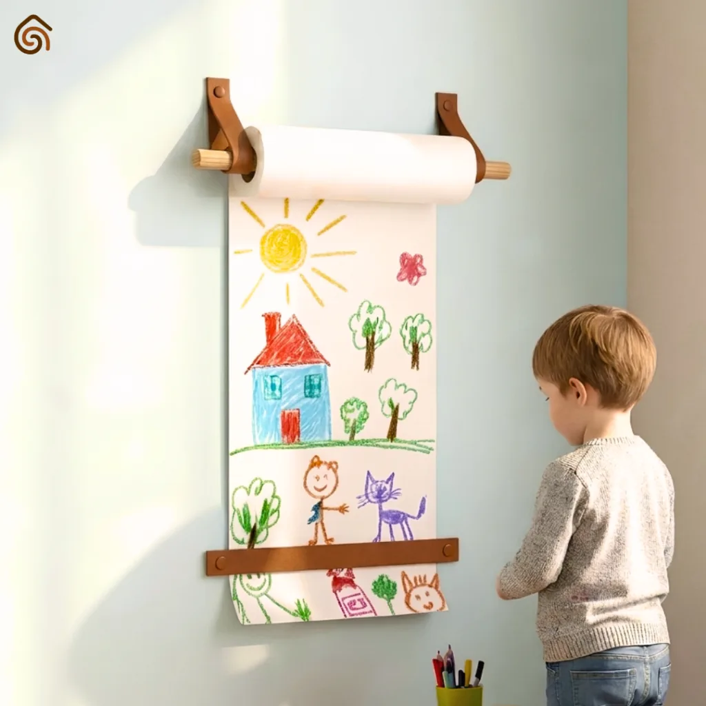 Suporte de Lousa Infantil para Rolo de Papel Desenhar Educativo Montessori | Casa Madeco