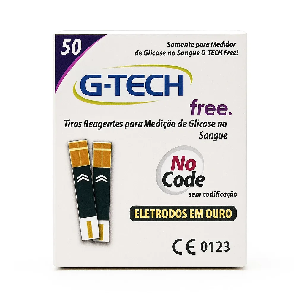 Tiras Fitas De Glicemia G-tech Free Com 50 Unidades