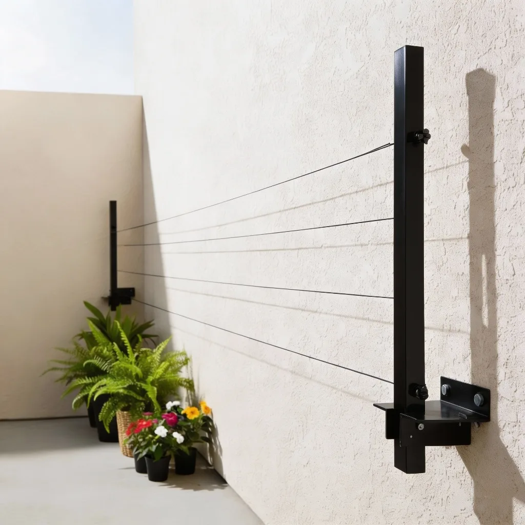 Varal Retratil de Parede Dobravel + Corda de 20 Metros e Kit de Instalacao Varal de Roupa Preto